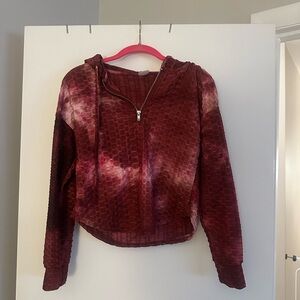 No Boundaries Maroon and Pink Patterned Hoodie